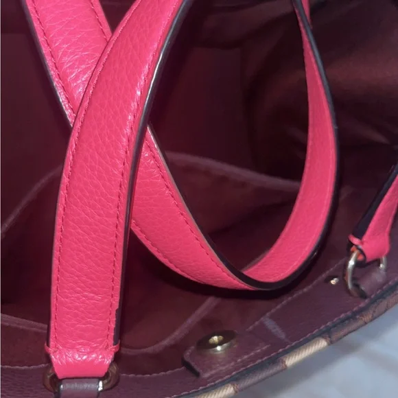 Coach Brown Signature Canvas Tote with Pink Trim - Picture 7 of 7